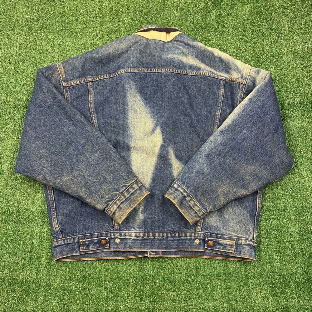 Vintage Levi's Hudson Bay Stripe Lined Jean Jacket Black Tab Usa - Picture 3 of 9